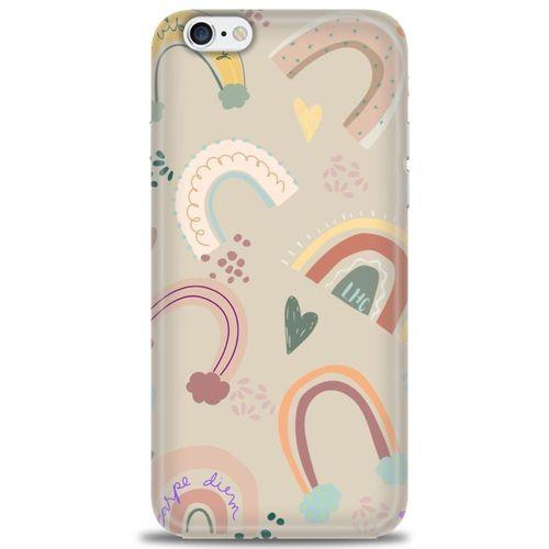 iPhone 6 Kılıf HD Baskılı Kılıf - Kahve Gökkuşağı + Tam Ekran Koruyucu