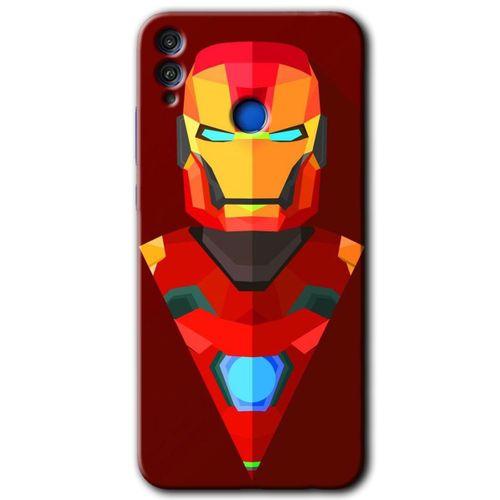 MRCİLETİSİM Honor 8c Kılıf HD Desen Baskılı Arka Kapak + Temperli Cam - İron Man Çizim