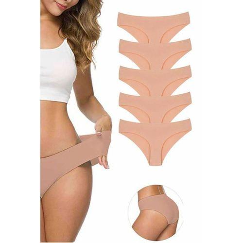 5 Adet Kadın Dikişsiz Lazer Kesim Esnek İz yapmayan Külot Ten