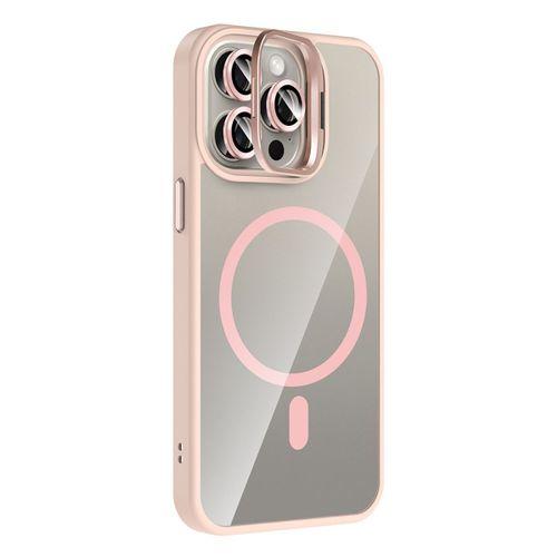 Apple iPhone 15 Pro Kılıf Standlı ve Kamera Lens Hediyeli M-Safe Şarj Özellikli Zore Etro Kapak