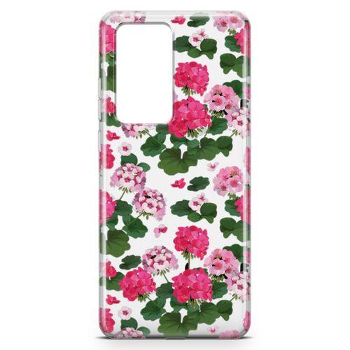 Huawei P40 Pro Kılıf Sardunya Çiçeği Arka Kapak Koruma Desenli Full Koruyucu