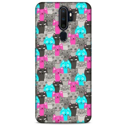 Lopard Oppo A5 2020 Uyumlu Kılıf Kediler (7) Telefon Kılıfı Pembe Mavi Gri