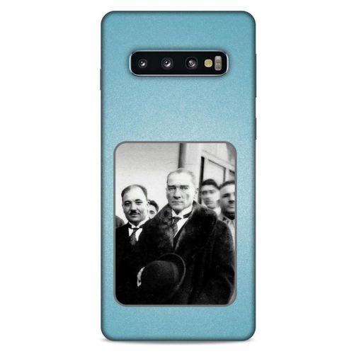 Samsung Galaxy S10 Kılıf Atatürk (34) Slim Armor Kılıf Açık Mavi