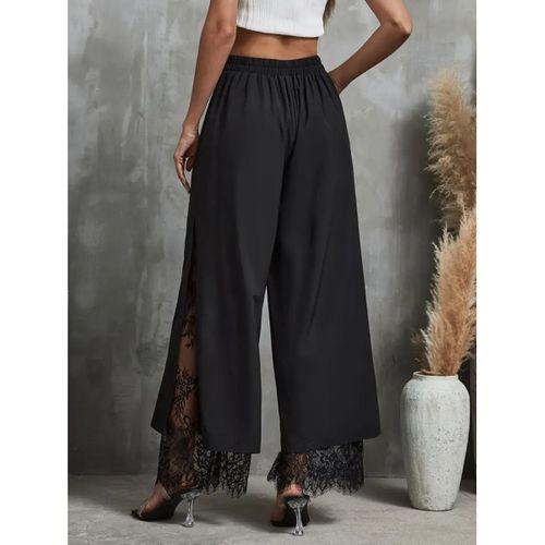 Kadın Yüksek Bel Belden Kuşaklı üst Dalgıç Alt Dantel Detaylı Dalgıç Pantolon