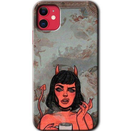 MRCİLETİSİM iPhone 11 Kılıf HD Desen Baskılı Arka Kapak + Mat Kobra Cam - Devil Girl