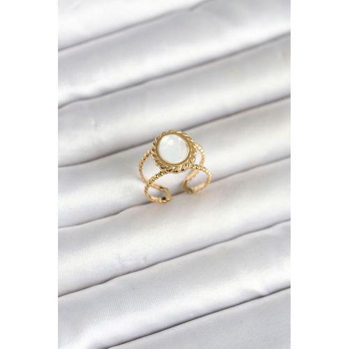 316L Çelik Gold Renk Sedefli Vintage Kadın Yüzük