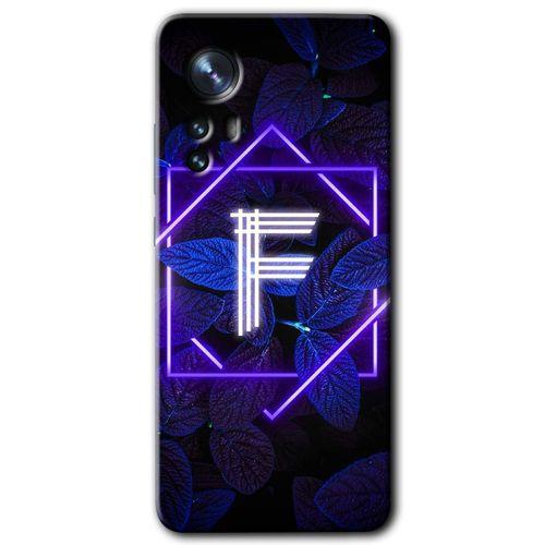Xiaomi Mi 12 Pro HD Baskılı Kılıf + 9D Tam Ekran Koruyucu - Dark Neon Yaprak F Harfi