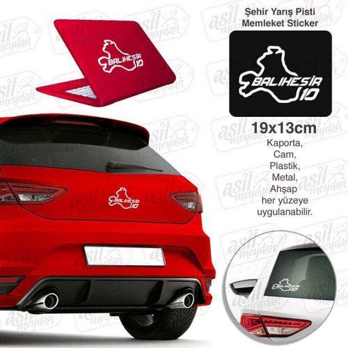 Balıkesir İli 10 Plaka Kodu Memleket Yarış Pisti Beyaz Sticker - Oto Araba Etiket, Aksesuar, Tuning