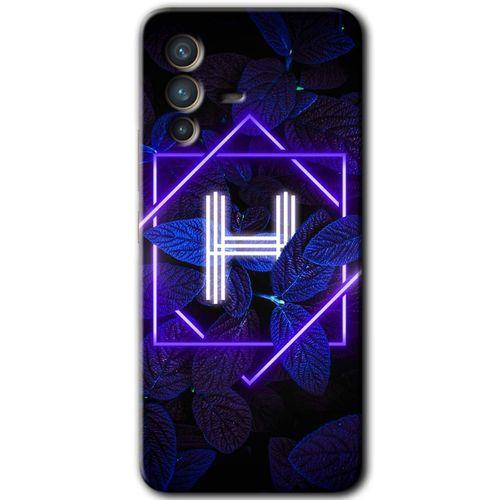 Vivo V23 5G Kılıf HD Desen Baskılı Arka Kapak - Dark Neon Yaprak H Harfi