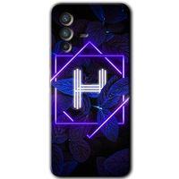 Vivo V23 5G Kılıf HD Desen Baskılı Arka Kapak - Dark Neon Yaprak H Harfi