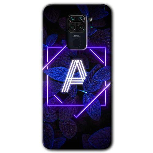 Xiaomi Redmi Note 9 Kılıf Kapak - Dark Neon Yaprak A Harfi +Hayalet Ekran Yandan Gözükmez