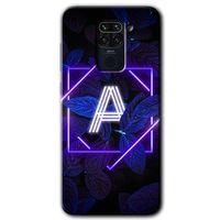 Xiaomi Redmi Note 9 Kılıf Kapak - Dark Neon Yaprak A Harfi +Hayalet Ekran Yandan Gözükmez