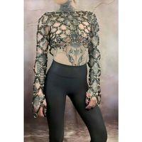 Çapraz Tasarım Uzun Kollu Deri Crop Bağlamalı Büstiyer Harness- Brf1076
