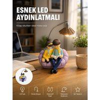 Okuyan Çift Figürlü Dekoratif Gece Lambası Hediye Seçeneği