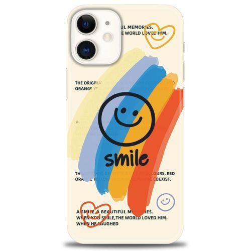 iPhone 12 Mini Kılıf HD Baskılı Kılıf - Smile + Tam Ekran Koruyucu