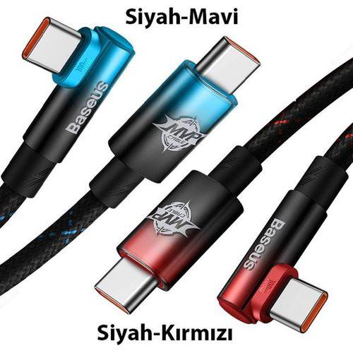 Baseus MVP 2 Elbow 100W Type-C to Type-C Ultra Hızlı Şarj ve Data Kablosu Siyah Kırmızı 2m