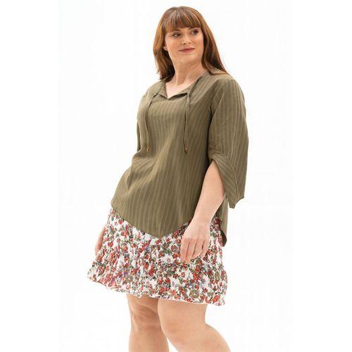 Truvakar Kol Büyük Beden Gofre Rodos Yazlık Bluz Haki Hk