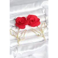 Pirinç Gold Renk Kırmızı Gül Model Kadın Küpe
