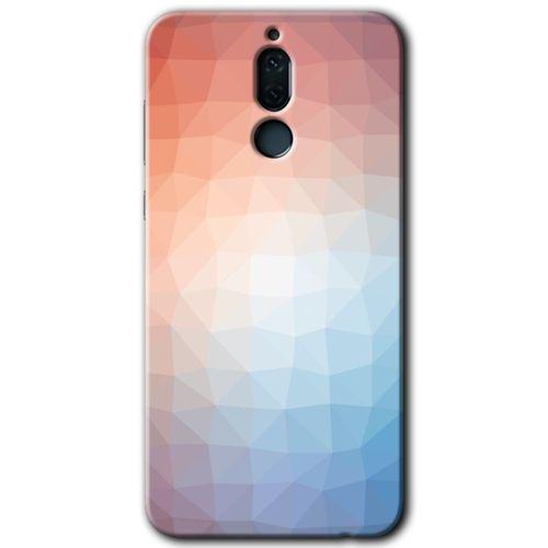 Huawei Mate 10 Lite Kılıf Baskılı Kapak - Polygon Graident 3 + 5D Tam Kaplayan Cam