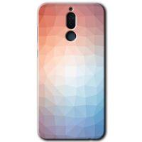 Huawei Mate 10 Lite Kılıf Baskılı Kapak - Polygon Graident 3 + 5D Tam Kaplayan Cam