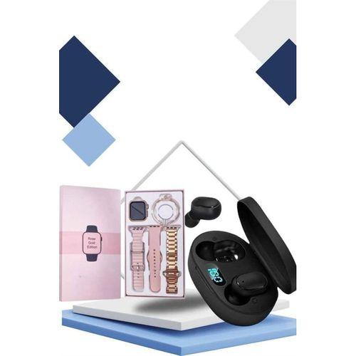 Nabız Ölçer Hediye Bileklikli Akıllı Saat Ve Dijital Göstergeli Bluetooth Kulaklık Çoklu Şarj Girişi