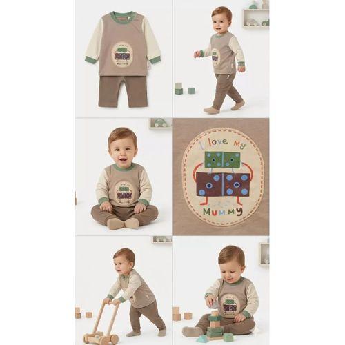 6/24 Ay Baskılı 2 Parça Bebek Takımı