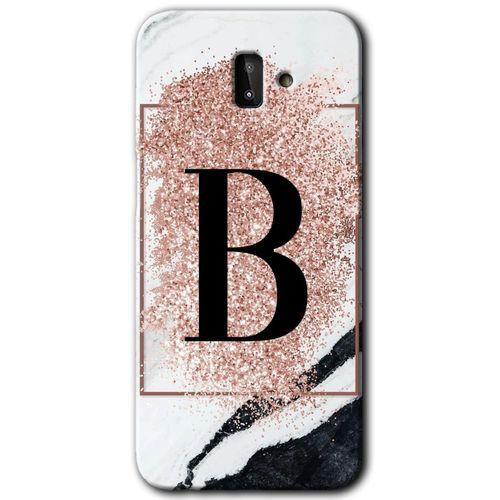 Samsung Galaxy J8 HD Baskılı Kılıf + 9D Tam Ekran Koruyucu - Pembe Mermer Desenli B Harfi