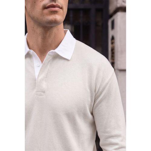 Luis Polo Yaka Selanik Örme Kumaş Erkek Sweatshirt - Taş