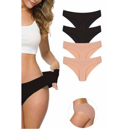 4 Adet Kadın Dikişsiz Lazer Kesim Esnek İz yapmayan Külot S2