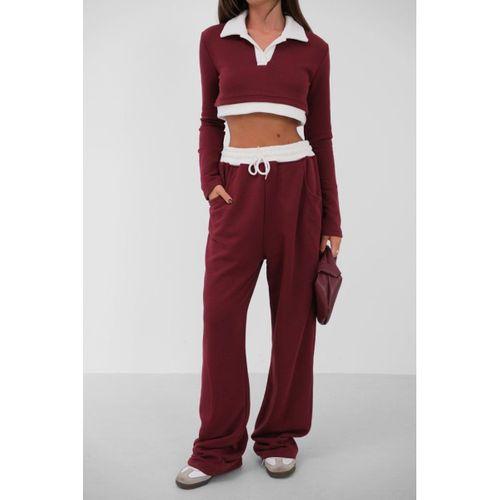 Polo Yaka Garnili Crop Sweatshirt