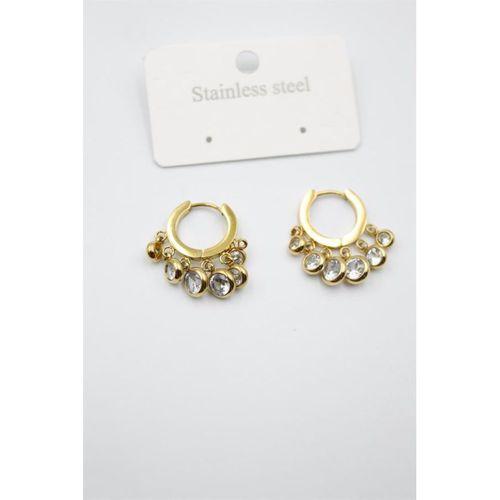 Çelik Taşlı Shakira Küpe - Altın