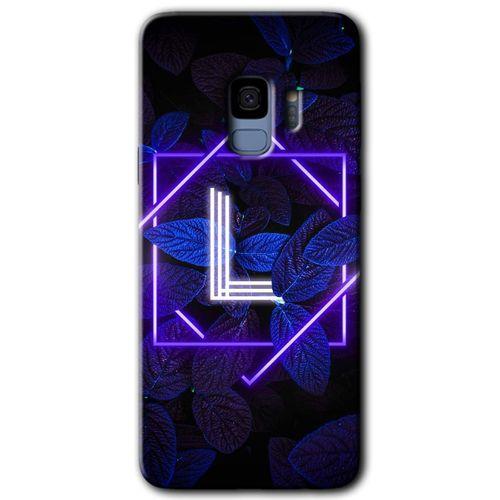 Samsung Galaxy S9 HD Baskılı Kılıf + 9D Tam Ekran Koruyucu - Dark Neon Yaprak L Harfi