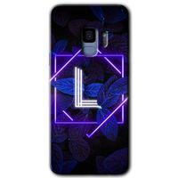 Samsung Galaxy S9 HD Baskılı Kılıf + 9D Tam Ekran Koruyucu - Dark Neon Yaprak L Harfi