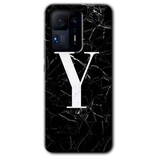 Potkal Hediye Fabrikası Xiaomi Mi Mix 4 Kılıf HD Desen Baskılı Arka Kapak - Siyah Mermer Desenli Y Harfi