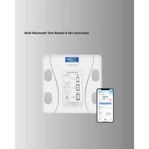 Bluetooth Akıllı Tartı – 8 Fonksiyonlu Dijital Baskül, 180 Kg Kapasiteli