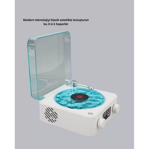 Gece Lambası Stereo Bluetooth Hoparlör Dijital Saatli Vintage Tasarım Çok Fonksiyonlu