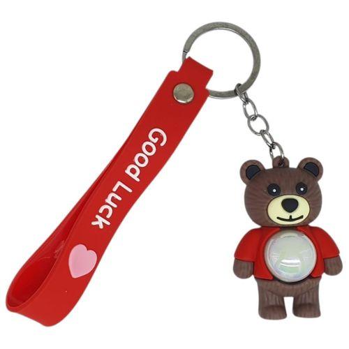 Figürlü ve Işıklı Silikon Anahtarlık - Yogi - Kırmızı