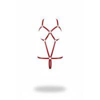 Kırmızı Body Harness Deri Metal Halkalı Vücut Aksesuarı - Brf240