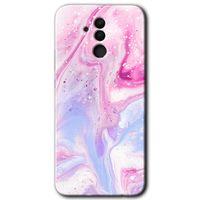 MRCİLETİSİM Huawei Mate 20 Lite Kılıf HD Desen Baskılı Arka Kapak + Temperli Cam - Kabarmış Leke