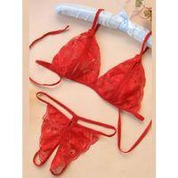 Fantezi Kırmızı Dantelli Seksi Sütyen Kilot Takım
