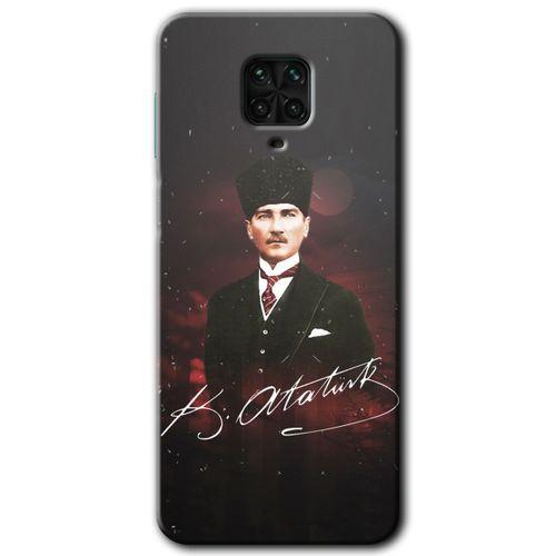 Xiaomi Redmi Note 9s Kılıf Kapak - Kemal Atatürk +Hayalet Ekran Yandan Gözükmez