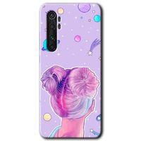 Xiaomi Mi Note 10 Lite Kılıf HD Desen Baskılı Arka Kapak + Temperli Cam - Uzaylı Kız