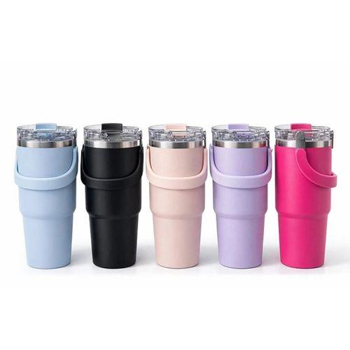 900 Ml Taşıma Kulplu Paslanmaz Çelik Termos Mug - Vakumlu Isı Yalıtımlı Bardak Alk4631