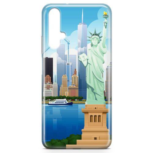 Huawei Nova 5t Kılıf Özgürlük Heykeli Newyork Arka Kapak Koruma Desenli Full Koruyucu