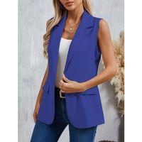 Kadın Kolsuz Yakalı önden Tek Düğmeli Atlas Ceket