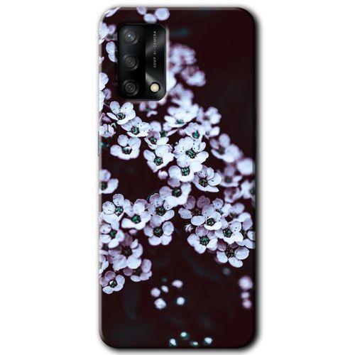 BeRa Aksesuar Oppo A54 Kılıf Baskılı Kapak - Beyaz Çiçek +Tam Kaplayan Mat Seramik