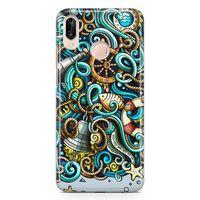 Huawei Nova 3e Kılıf Deniz Malzemeleri Doodle Arka Kapak Koruma Desenli Full Koruyucu