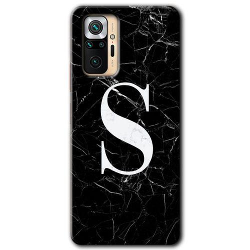 MRCİLETİSİM Xiaomi Redmi Note 10 Pro Kılıf Kapak - Siyah Mermer Desenli S Harfi +Hayalet Ekran Yandan Gözükmez