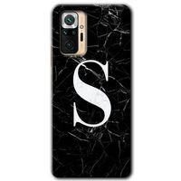 MRCİLETİSİM Xiaomi Redmi Note 10 Pro Kılıf Kapak - Siyah Mermer Desenli S Harfi +Hayalet Ekran Yandan Gözükmez