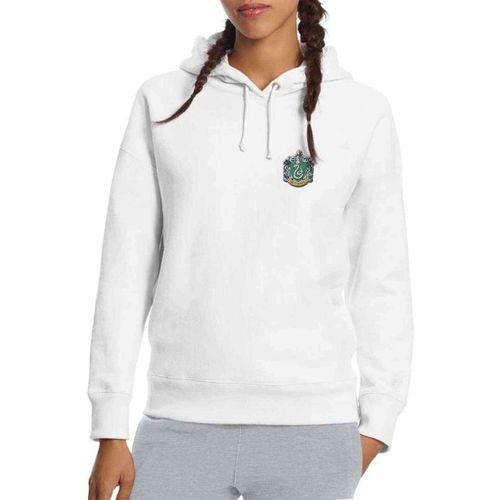 Slytherin Baskılı Beyaz Kadın Kapşonlu Sweatshirt